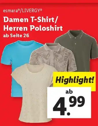 Lidl Damen T-Shirt/ Herren Poloshirt Angebot