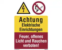 Hornbach Warnschild Achtung Elektrische Einrichtungen 148x210 mm, Kunststoff Angebot