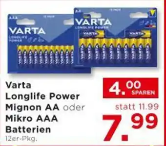 Unimarkt Varta longlife power mignon aa oder mikro aaa Angebot