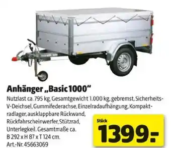 Hagebau Anhänger,,Basic 1000 Angebot