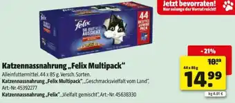 Hagebau Katzennassnahrung,,felix multipack Angebot