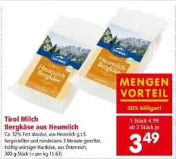 Interspar Tirol Milch Bergkäse aus Heumilch Angebot