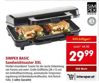 Interspar SIMPEX Basic Sandwichtoaster XXL Angebot