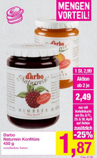 Sutterlüty Darbo Naturrein Konfitüre 450 g Angebot