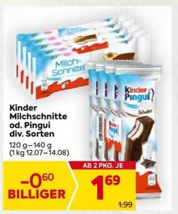 Billa Kinder Milchschnitte od. Pingui div. Sorten Angebot