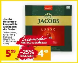 Billa Jacobs Nespresso-kompatible Alukapseln div. Sorten Angebot