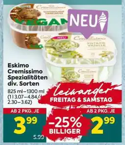 Billa Eskimo Cremissimo Spezialitäten div. Sorten Angebot