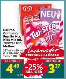 Billa Eskimo Combino, Family Mix, Kids Mix od. Twister Mini Mallow Angebot