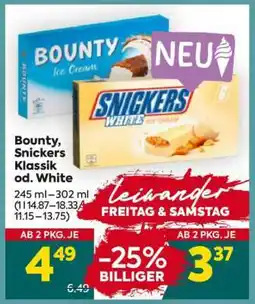 Billa Bounty, Snickers Klassik od. White Angebot