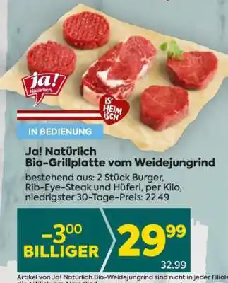 Billa Ja! Natürlich Bio-Grillplatte vom Weidejungrind Angebot