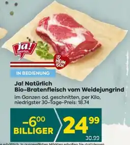 Billa Ja! Natürlich Bio-Bratenfleisch vom Weidejungrind Angebot