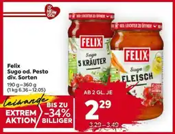 Billa Felix Sugo od. Pesto div. Sorten Angebot