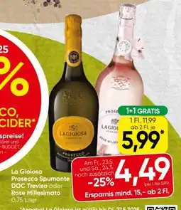Spar La Gioiosa Prosecco Spumante DOC Treviso oder Rose Millesimato Angebot
