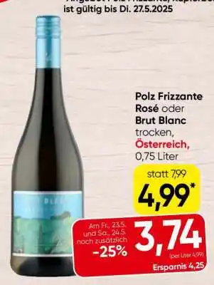Spar Polz Frizzante Rosé oder Brut Blanc Angebot