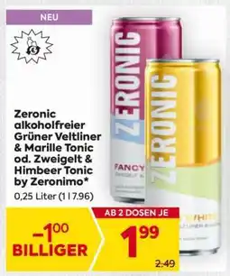 Billa Zeronic alkoholfreier Grüner Veltliner & Marille Tonic od. Zweigelt & Himbeer Tonic by Zeronimo Angebot