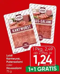 Spar Loidl Kantwurst, Putensalami oder Haussalami Angebot