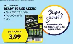 Hofer ACTIV ENERGY READY TO USE AKKUS Angebot