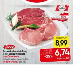 Eurospar Schweinskotelett lang oder Schopfkotelett Angebot