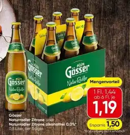 Eurospar Gösser Naturradler Zitrone oder Naturradler Zitrone alkoholfrei 0,0% Angebot