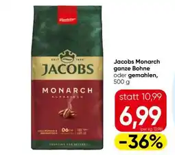 Eurospar Jacobs Monarch ganze Bohne oder gemahlen 500 g Angebot