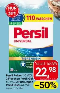 Eurospar Persil Pulver 110 WG, 2 Flaschen Persil Gel 60 WG, 2 Packungen Persil Discs 44 WG Angebot