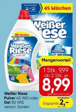 Eurospar Weißer Riese Pulver 45 WG oder Gel 50 WG Angebot