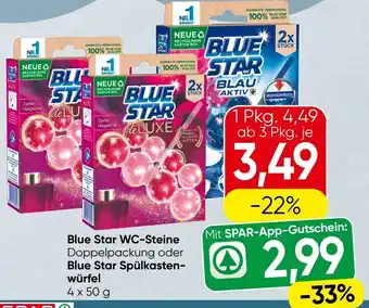 Spar Blue Star WC-Steine Doppelpackung oder Blue Star Spülkasten- würfel Angebot