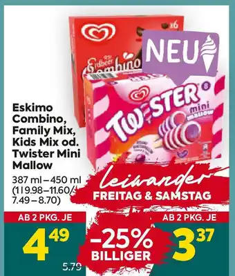 Billa Combino, Family Mix, Kids Mix od. Twister Mini Mallow Angebot