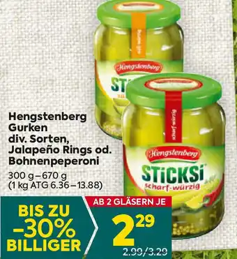 Billa Gurken , Jalapeño Rings od. Bohnenpeperoni Angebot