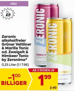 Billa Zeronic alkoholfreier Grüner Veltliner & Marille Tonic od. Zweigelt & Himbeer Tonic by Zeronimo Angebot