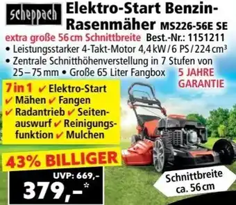 Norma Elektro-Start Benzin- Rasenmäher MS226-56E SE Angebot