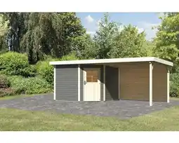 Hornbach Gartenhaus Karibu Neuruppin inkl. Schleppdach 565 x 274 cm terragrau Angebot