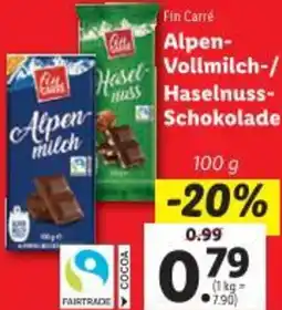 Lidl Alpen-Vollmilch/ Haselnuss- Schokolade Angebot