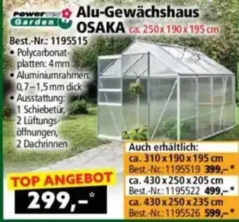 Norma Alu-gewächshaus osaka Angebot