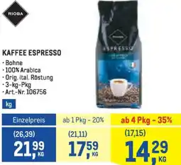 Metro Kaffee espresso Angebot