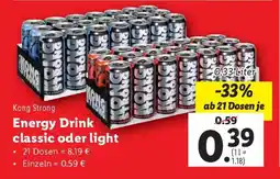 Lidl Kong Strong Energy Drink classic oder light Angebot