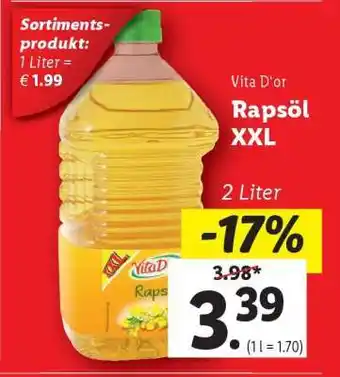 Lidl Vita D'or Rapsöl XXL Angebot
