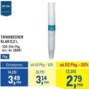 Metro Trinkbecher klar Angebot