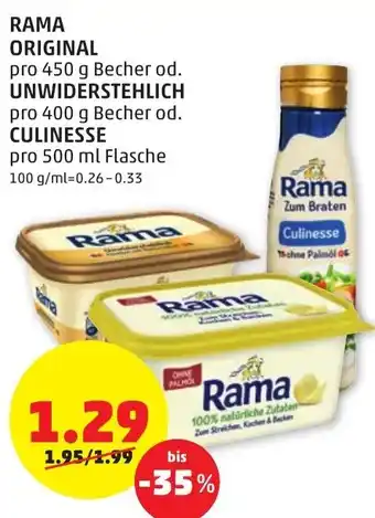 PENNY Rama Original Od. Unwiderstehlich Od. Culinesse Angebot