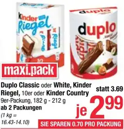 Maximarkt Classic oder White, Kinder Riegel, oder Kinder Country Angebot