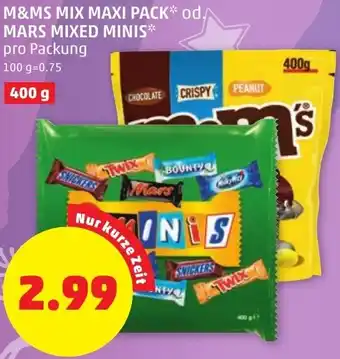 PENNY M&Ms Mix Maxi Pack Od. Mars Mixed Minis 400g Angebot