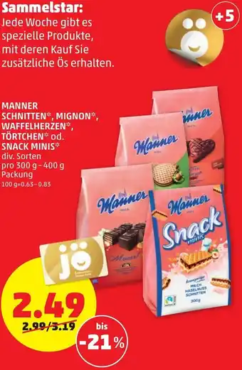 PENNY Manner Schnitten, Mignon, Waffelherzen, Tortchen Od. Snack Minis Angebot