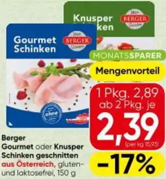 Spar Gourmet oder Knusper Schinken geschnitten Angebot