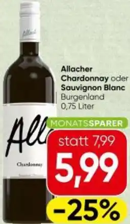 Spar Chardonnay oder Sauvignon Blanc Burgenland Angebot