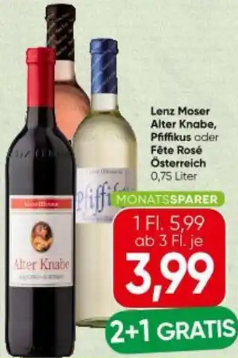 Spar Lenz Moser Alter Knabe, Pfiffikus oder Fête Rosé Österreich Angebot
