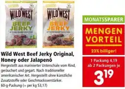 Interspar Wild West Beef Jerky Original, Honey oder Jalapenō Angebot