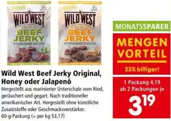 Interspar Wild West Beef Jerky Original, Honey oder Jalapenō Angebot