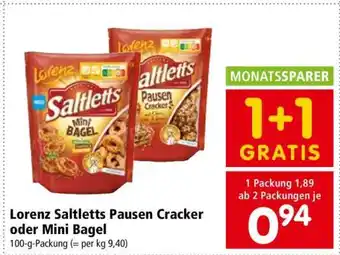 Interspar Lorenz Saltletts Pausen Cracker oder Mini Bagel Angebot