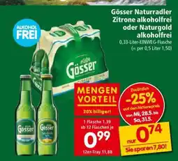 Interspar Gösser Naturradler Zitrone alkoholfrei oder Naturgold alkoholfrei Angebot