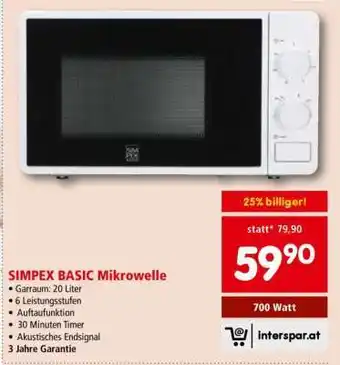 Interspar SIMPEX Basic Mikrowelle Angebot
